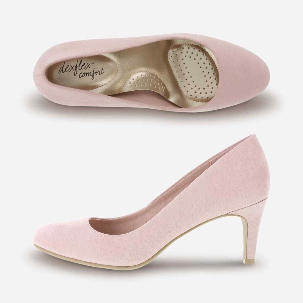 Dexflex Comfort Pink Faux Suede Karma Pump Shoes